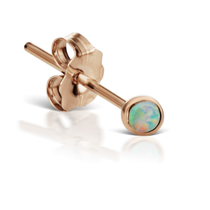 Opal Stud Earring Rose Gold 2mm