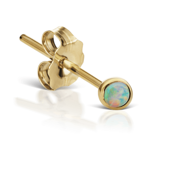 Opal Stud Earring Yellow Gold 2mm