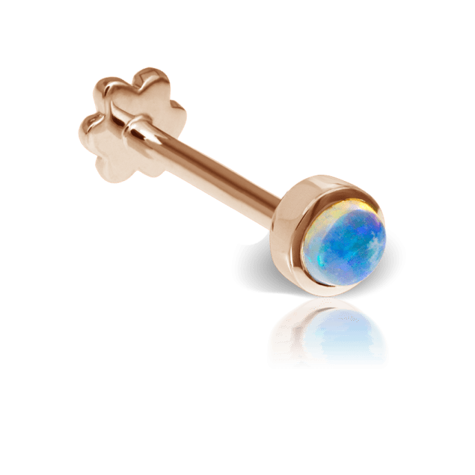 Opal Threaded Stud Earring Rose Gold 3mm