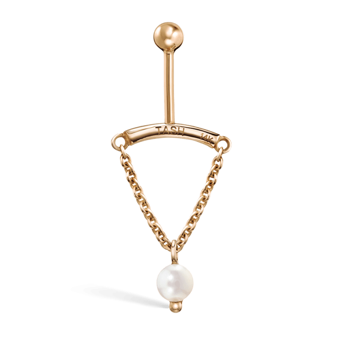 Pearl Drape Threaded Stud Earring Rose Gold 2.5mm Vertical
