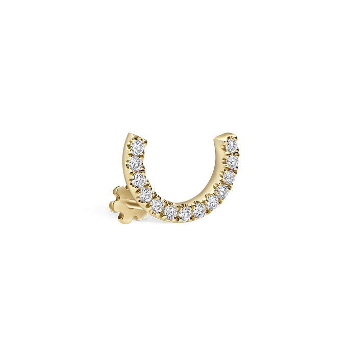 Prong Set Diamond Demi Eternity Threaded Stud Earring Yellow Gold 6.5mm