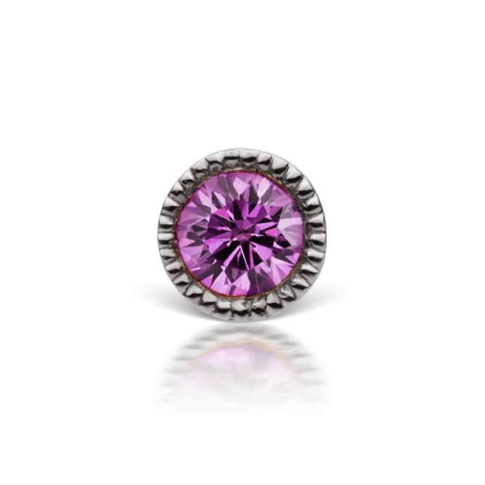 Scalloped Rose Purple Diamond Stud Earring