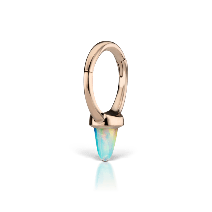 Single Short Opal Spike Hoop Earring Rose Gold 6.5mm