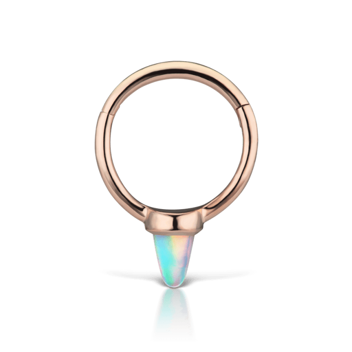 Single Short Opal Spike Hoop Earring Rose Gold 8mm