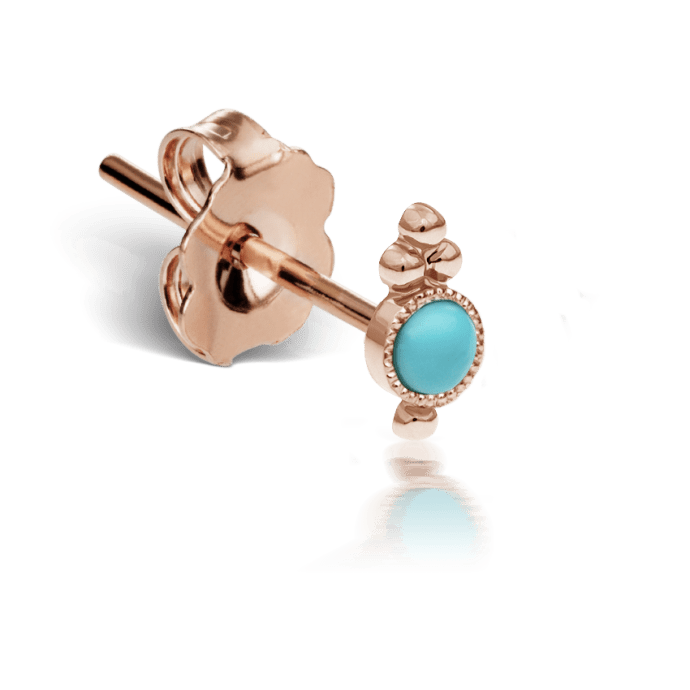 Turquoise Four Ball Trinity Stud Earring Rose Gold