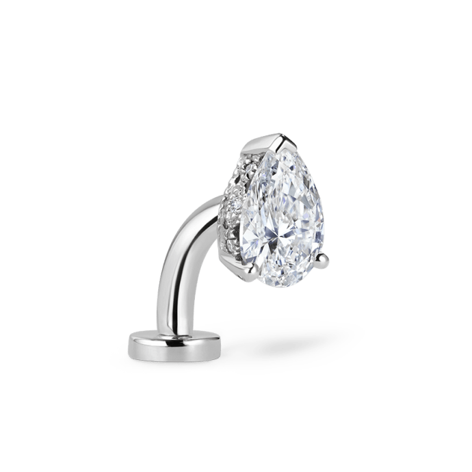 Pear Diamond Engraved Navel Floater