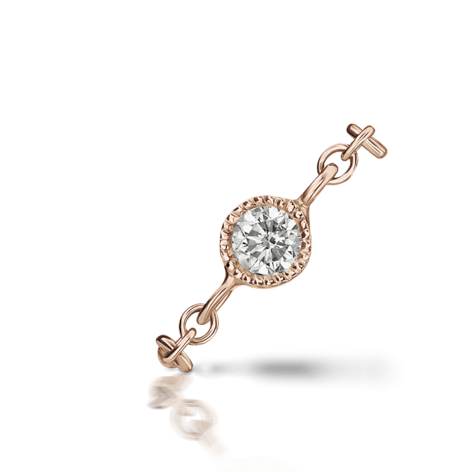 Scalloped Set Diamond Chain Orbit Rose Gold 2mm