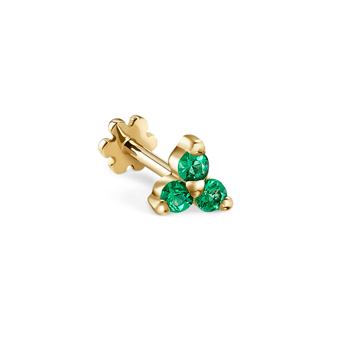 Emerald Trinity Threaded Stud Earring Yellow Gold 3mm