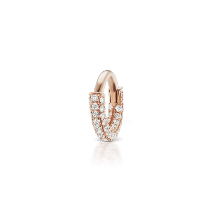 Diamond Five Row Pavé Hoop Earring (Top Hinge) Rose Gold 5mm