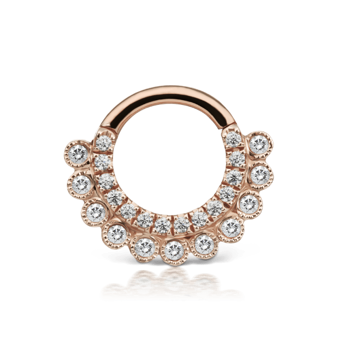 Diamond Apsara Hoop Earring Rose Gold 6.5mm 16 Gauge = 1.3mm