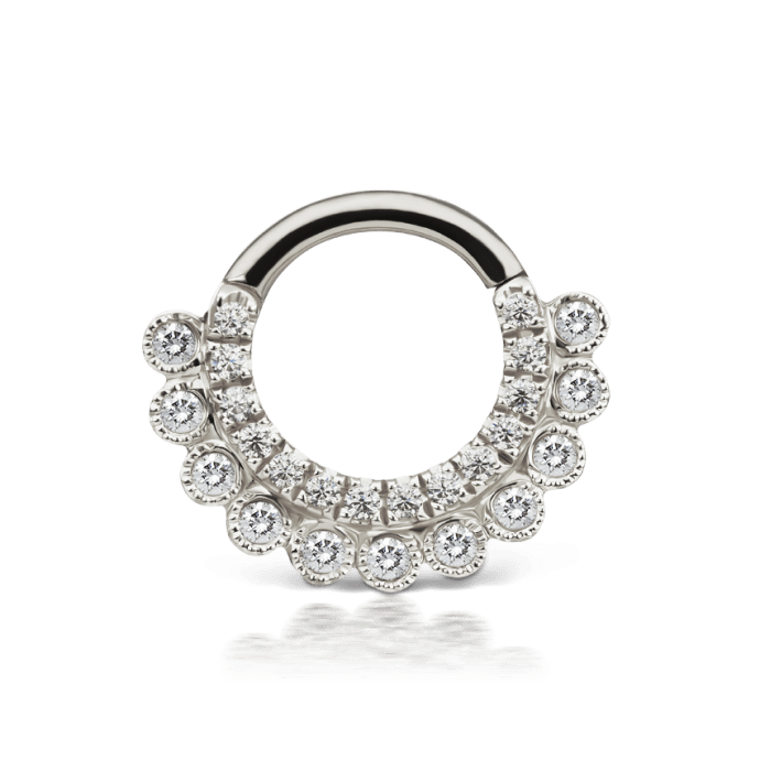 Diamond Apsara Hoop Earring White Gold 6.5mm 16 Gauge = 1.3mm