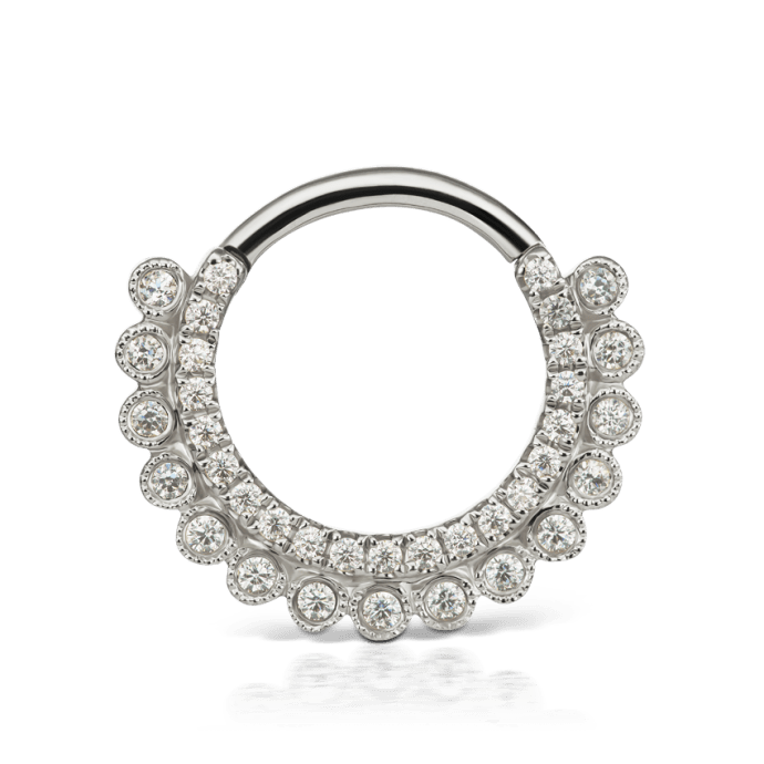 Diamond Apsara Hoop Earring White Gold 9.5mm 16 Gauge = 1.3mm