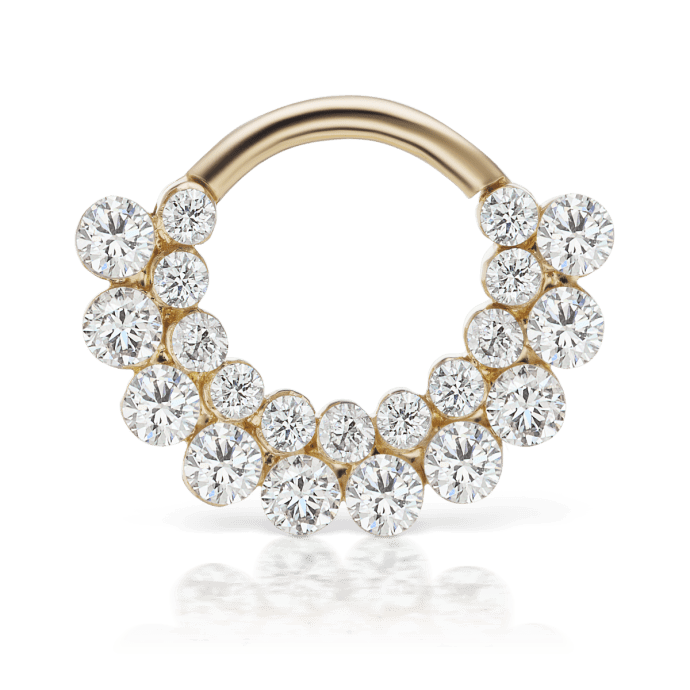 Invisible Diamond Apsara Hoop Earring Yellow Gold 8mm 16 Gauge = 1.3mm