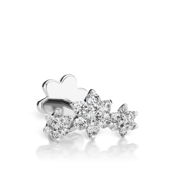 Three Flower Garland Diamond Threaded Stud Earring (Recessed)
