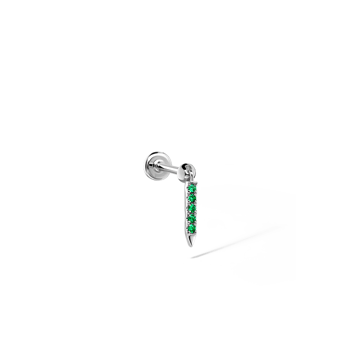 Emerald Eternity Bar Charm Threaded Stud Earring