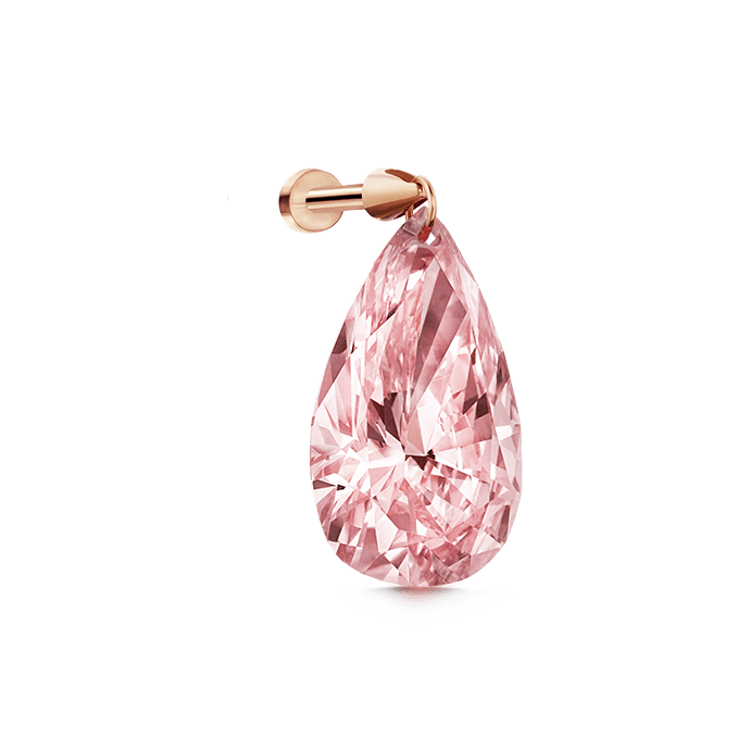 Pink Pear Floating Diamond Threaded Charm Earring Rose Gold 1.64ct