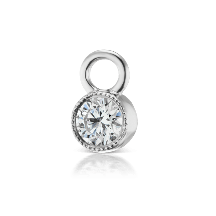 Scalloped Diamond Charm White Gold 3mm