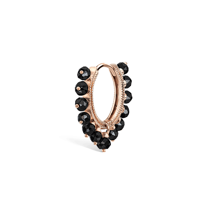 Black Diamond Coronet Hoop Earring Rose Gold 9.5mm