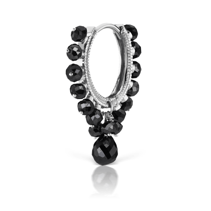 Black Diamond Coronet with Briolette Hoop Earring