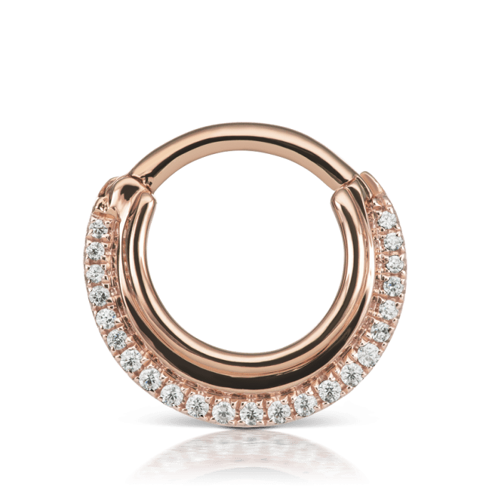Diamond Dhara Hoop Earring Rose Gold 8mm 16 Gauge = 1.3mm