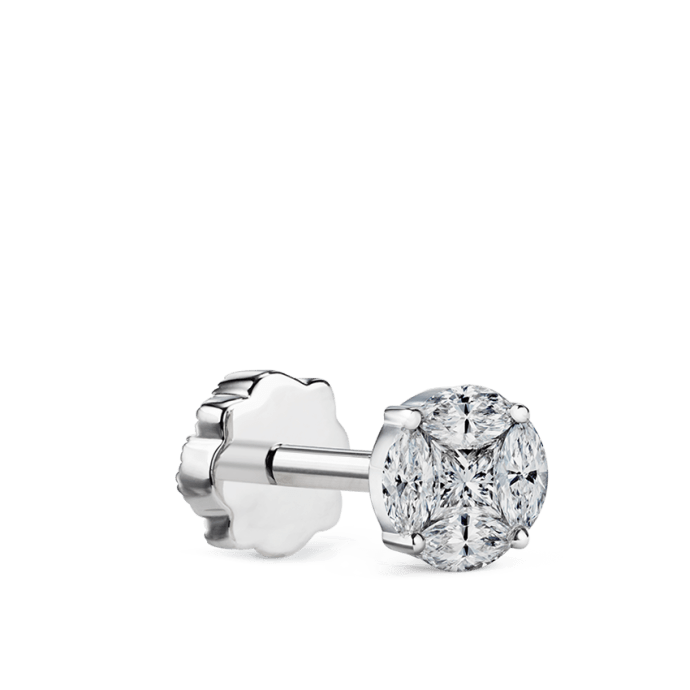 Diamond Cluster Threaded Stud Earring