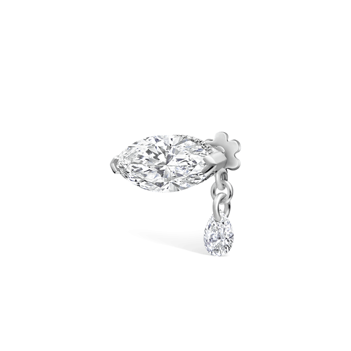 Single Teardrop Marquise Diamond Threaded Stud Earring