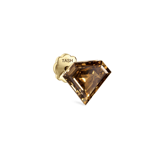 Invisible Set Silhouette Cognac Diamond Threaded Stud