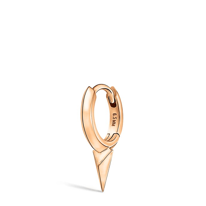 Faceted Single Short Spike Hoop Earring Rose Gold 6.5mm