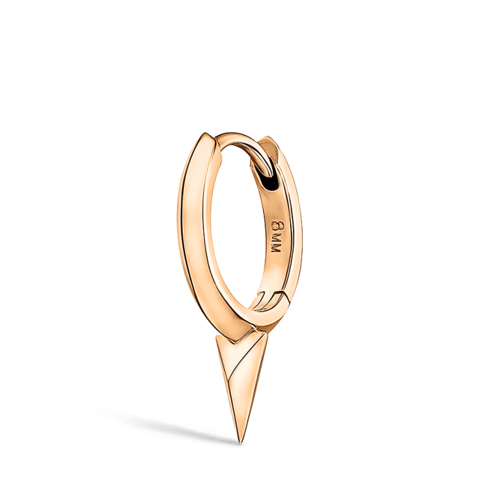 Faceted Single Short Spike Hoop Earring Rose Gold 8mm