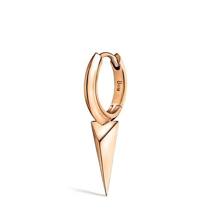 Faceted Single Long Spike Hoop Earring Rose Gold 8mm