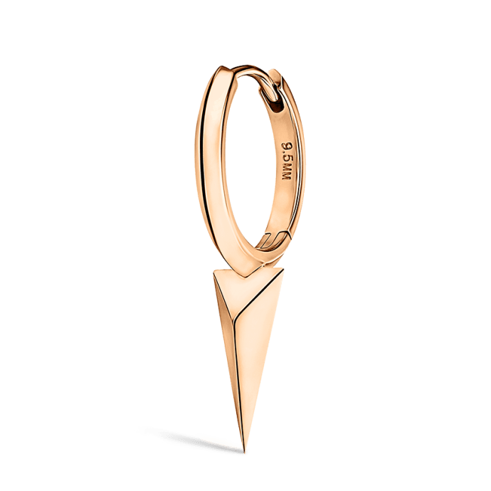 Faceted Single Long Spike Hoop Earring Rose Gold 9.5mm