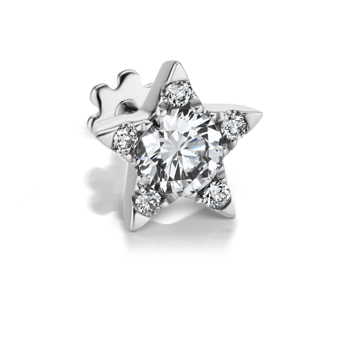 Diamond Star Threaded Stud Earring White Gold 7mm