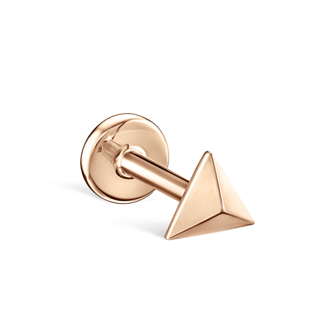 Faceted Triangle Threaded Stud Earring Rose Gold 3.5mm