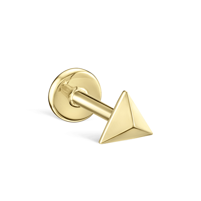 Faceted Triangle Threaded Stud Earring Yellow Gold 3.5mm