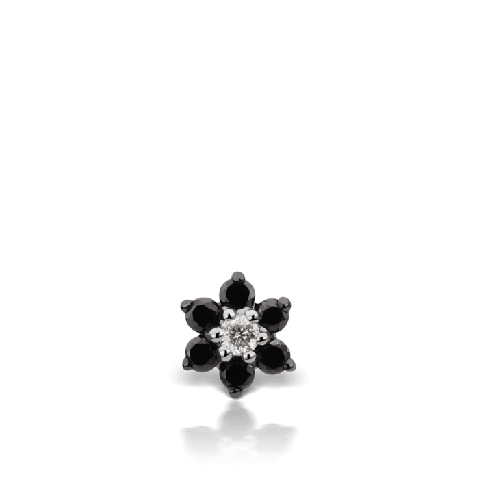 Black Diamond Flower Threaded Stud Earring | MARIA TASH