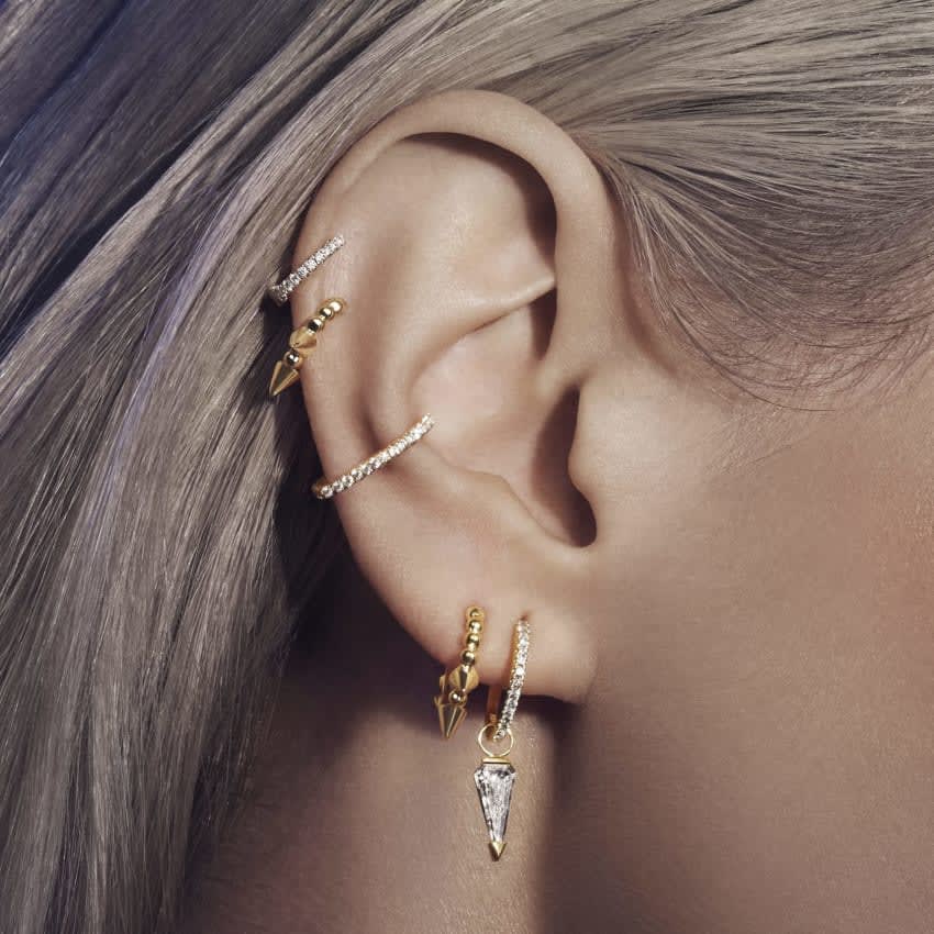 Diamond Eternity Hoop Earring Black Gold 12.5mm