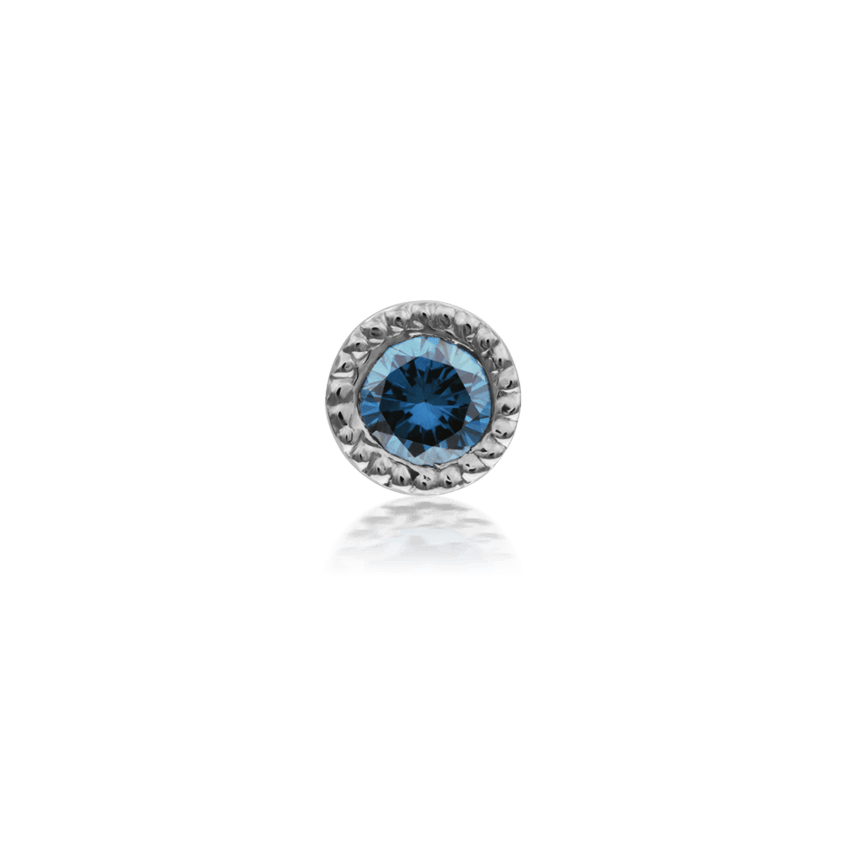 Blue Diamond Scalloped Set Nostril Screw White Gold 1.5mm Right Bend