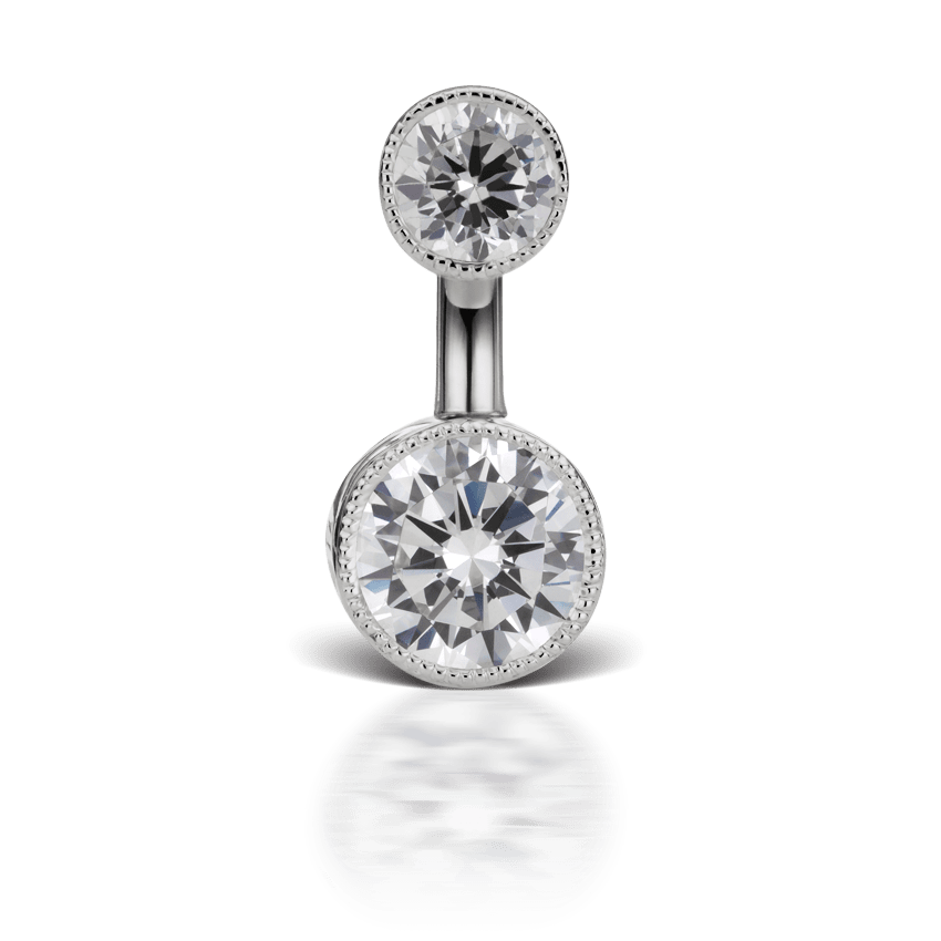 Cubic Zirconia Engraved Cup Solitaire Barbell