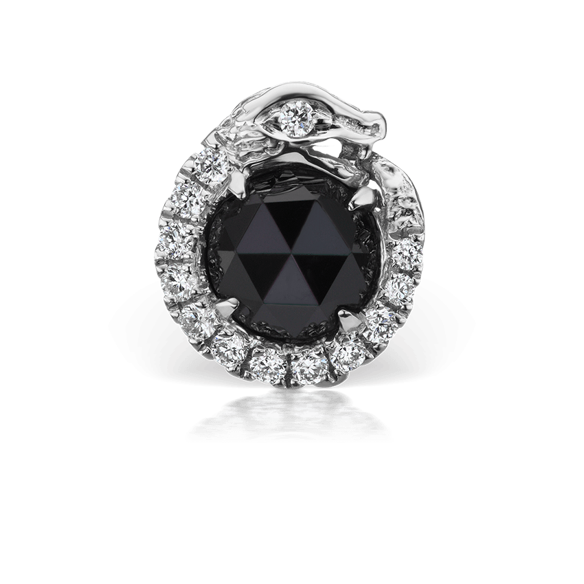 4mm Black and White Diamond Pavé Pronged Ouroboros Frontal