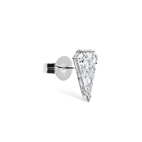 Engraved Silhouette Diamond Stud Earring