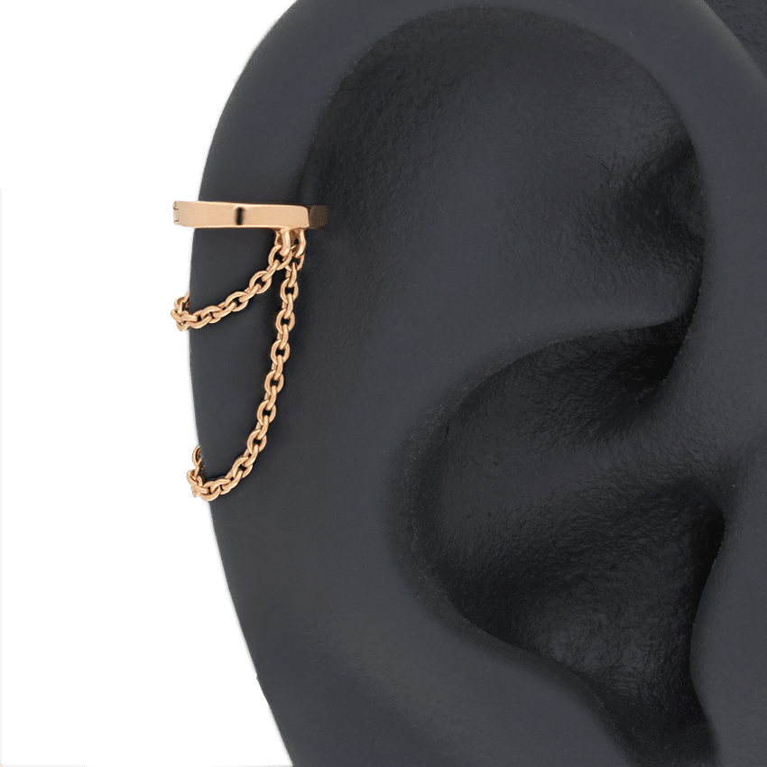 Plain Gold Two Chain Hoop Earring