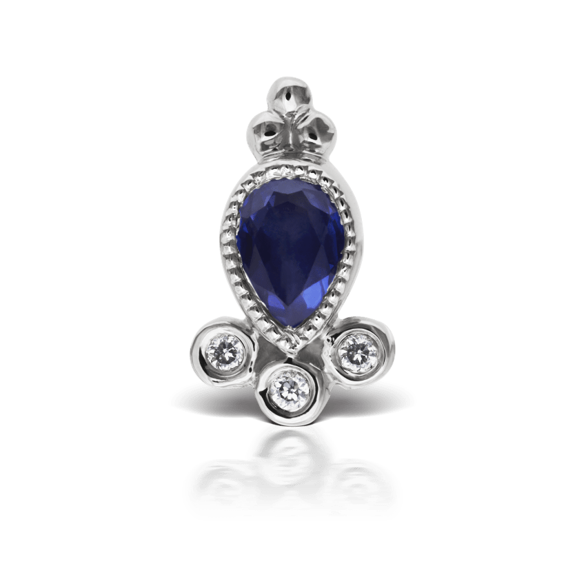 Blue Sapphire and Diamond Delia Threaded Stud Earring