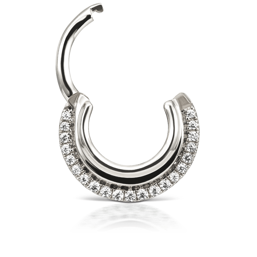 Cubic Zirconia Dhara Hoop Earring White Gold 6.5mm 16 Gauge = 1.3mm