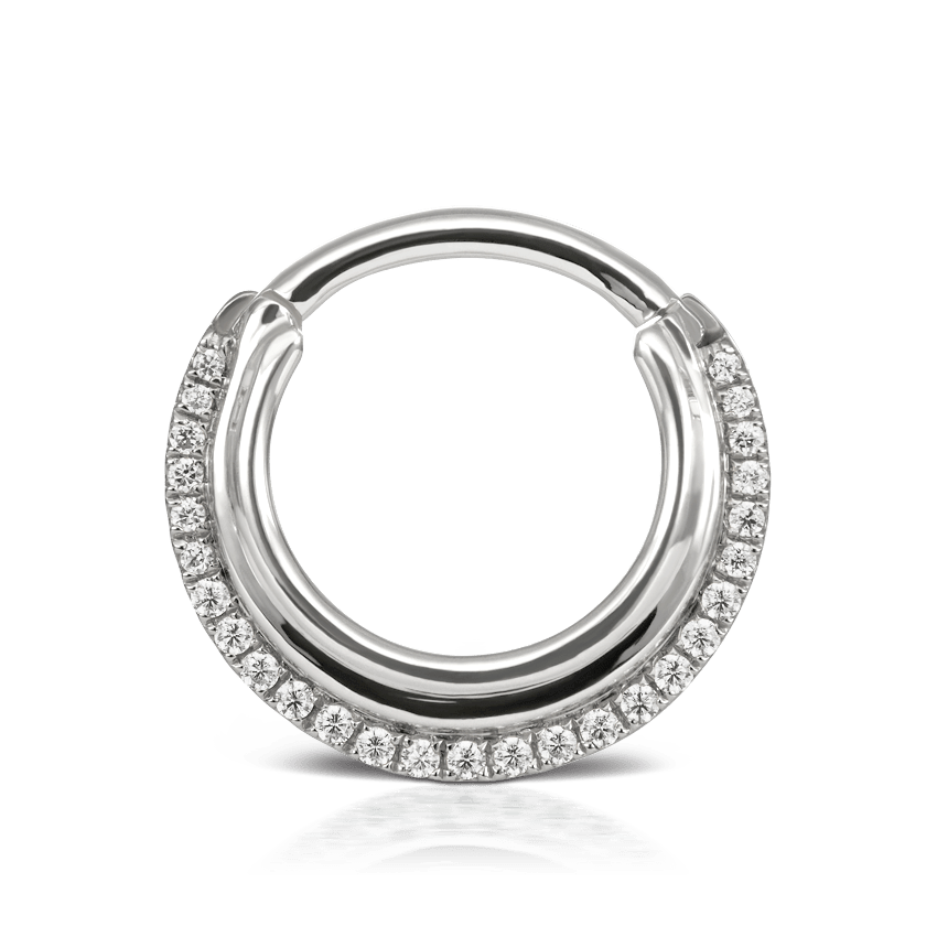 Cubic Zirconia Dhara Hoop Earring White Gold 9.5mm 16 Gauge = 1.3mm