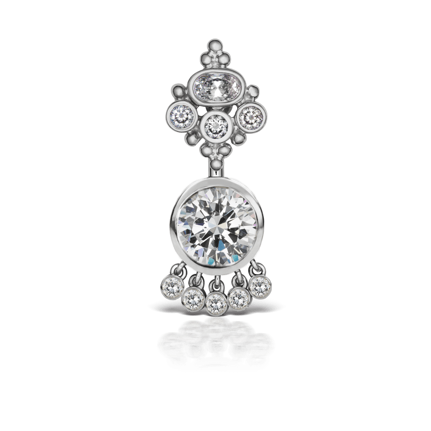 Cubic Zirconia Tash Crown with 5 Dangles Navel Barbell
