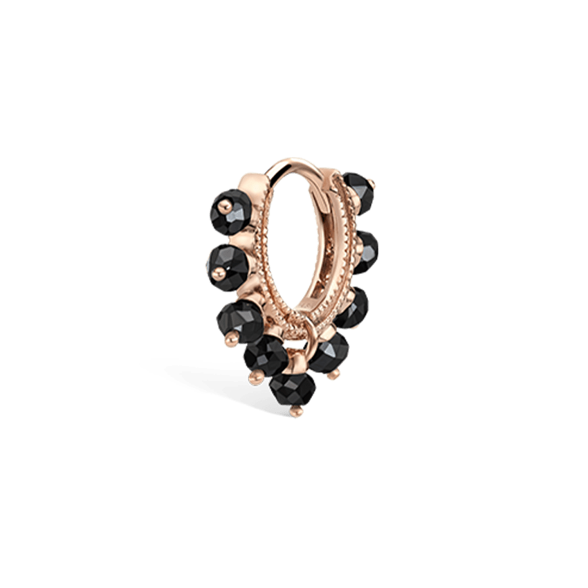 Black Diamond Coronet Hoop Earring Rose Gold 6.5mm