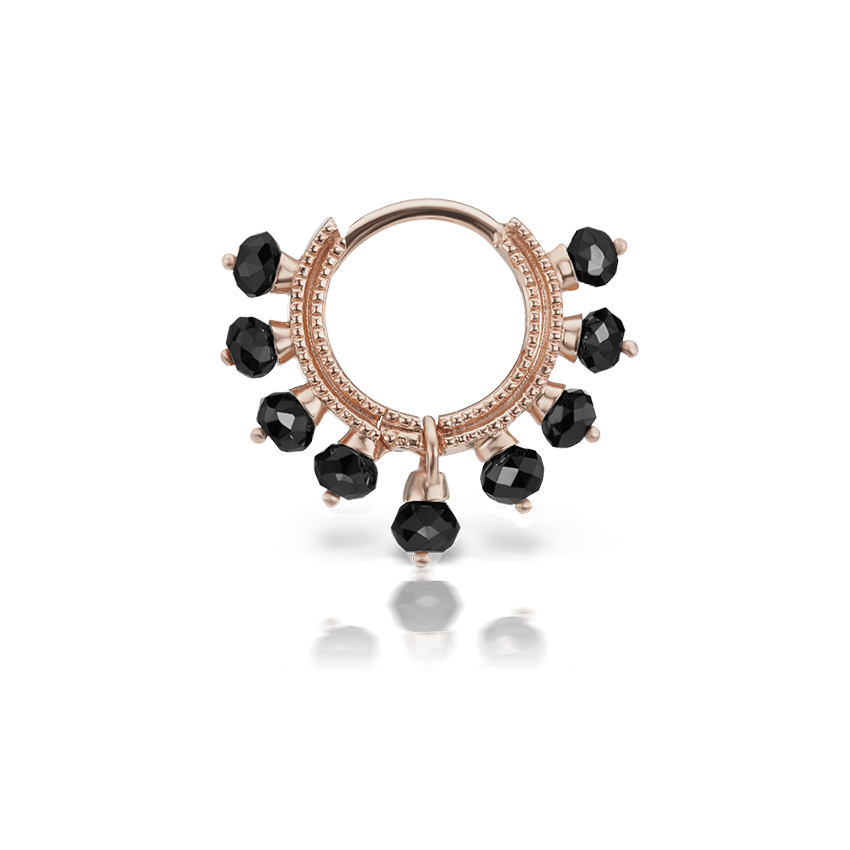 Black Diamond Coronet Hoop Earring Rose Gold 6.5mm