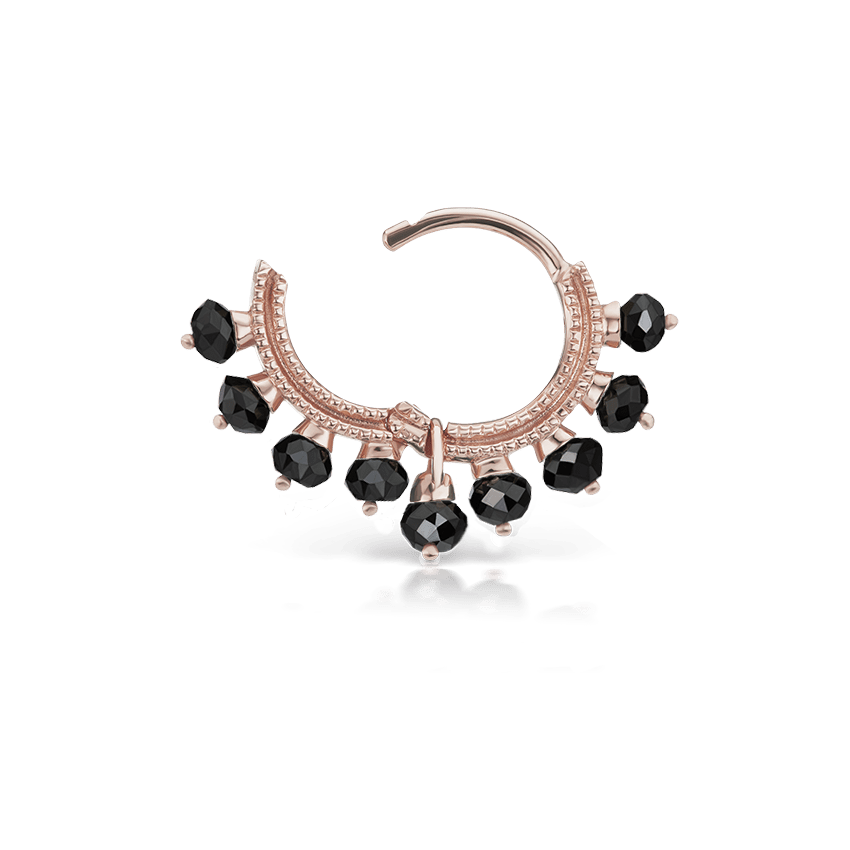 Black Diamond Coronet Hoop Earring Rose Gold 6.5mm