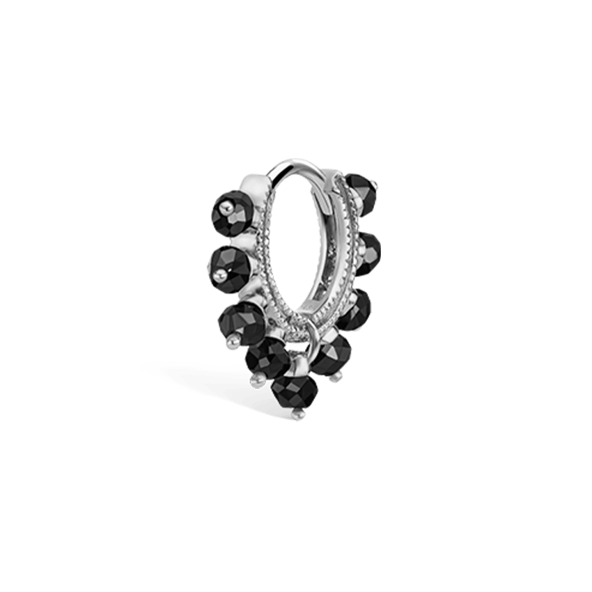 Black Diamond Coronet Hoop Earring White Gold 6.5mm
