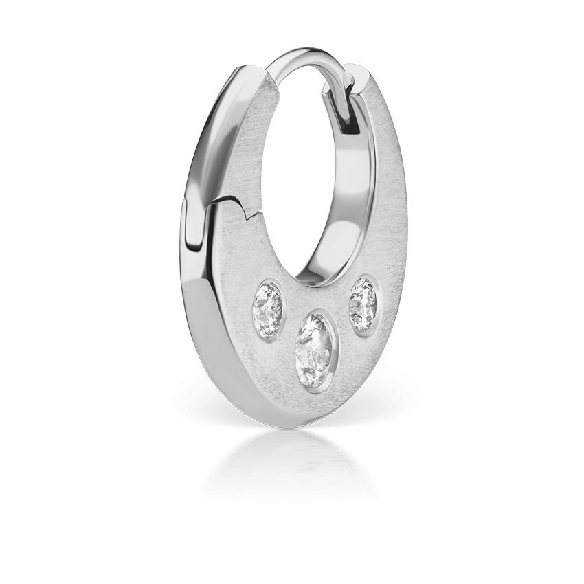 Diamond Crescent Reversible Hoop Earring White Gold 8mm